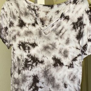 Brown and white tie dye shirt